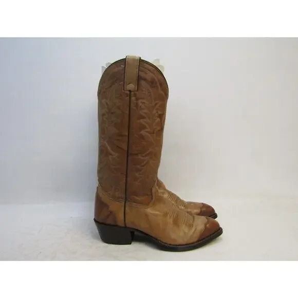 Imperial Mens Sz 8 D Marbled Brown Leather Cap Toe Cowboy Boots